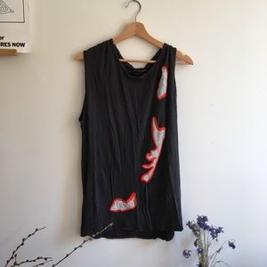All Saints Embroidered Graphic Tunic Tank